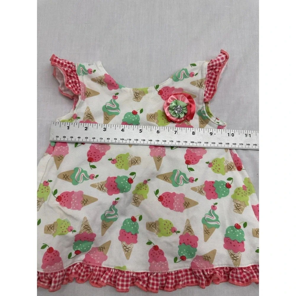 18 Months Baby Set Ice cream Cones Outfit With Cherry's. Ruffle Bottoms To Match